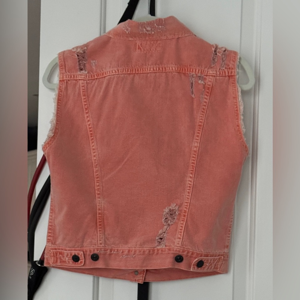 NWOT - RALPH LAUREN DISTRESSED JEAN VEST (CORAL) - SIZE: SMALL - Picture 2 of 11